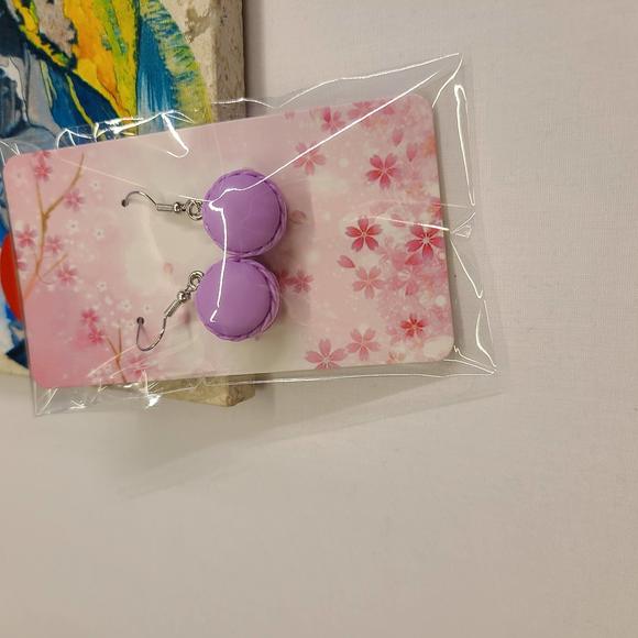 PURPLE MACARON EARRINGS - Picture 2 of 2